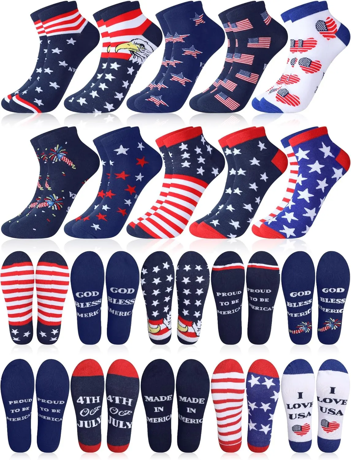 10 Pairs American Flag Socks for Men Patriotic USA