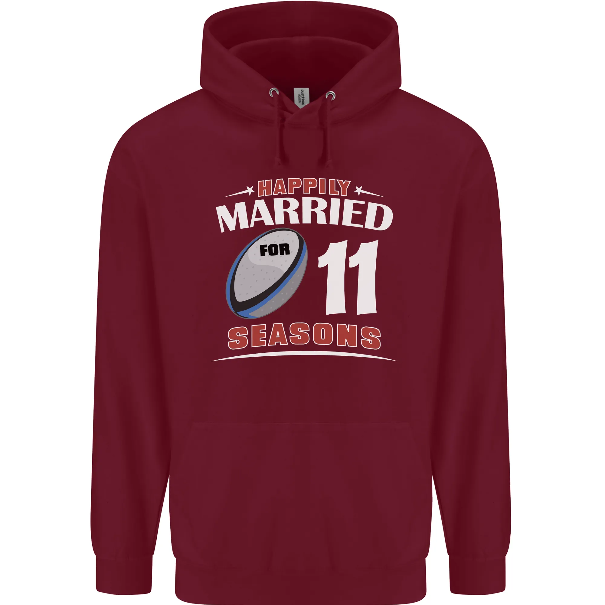 11 Year Wedding Anniversary 11th Rugby Mens 80% Cotton Hoodie