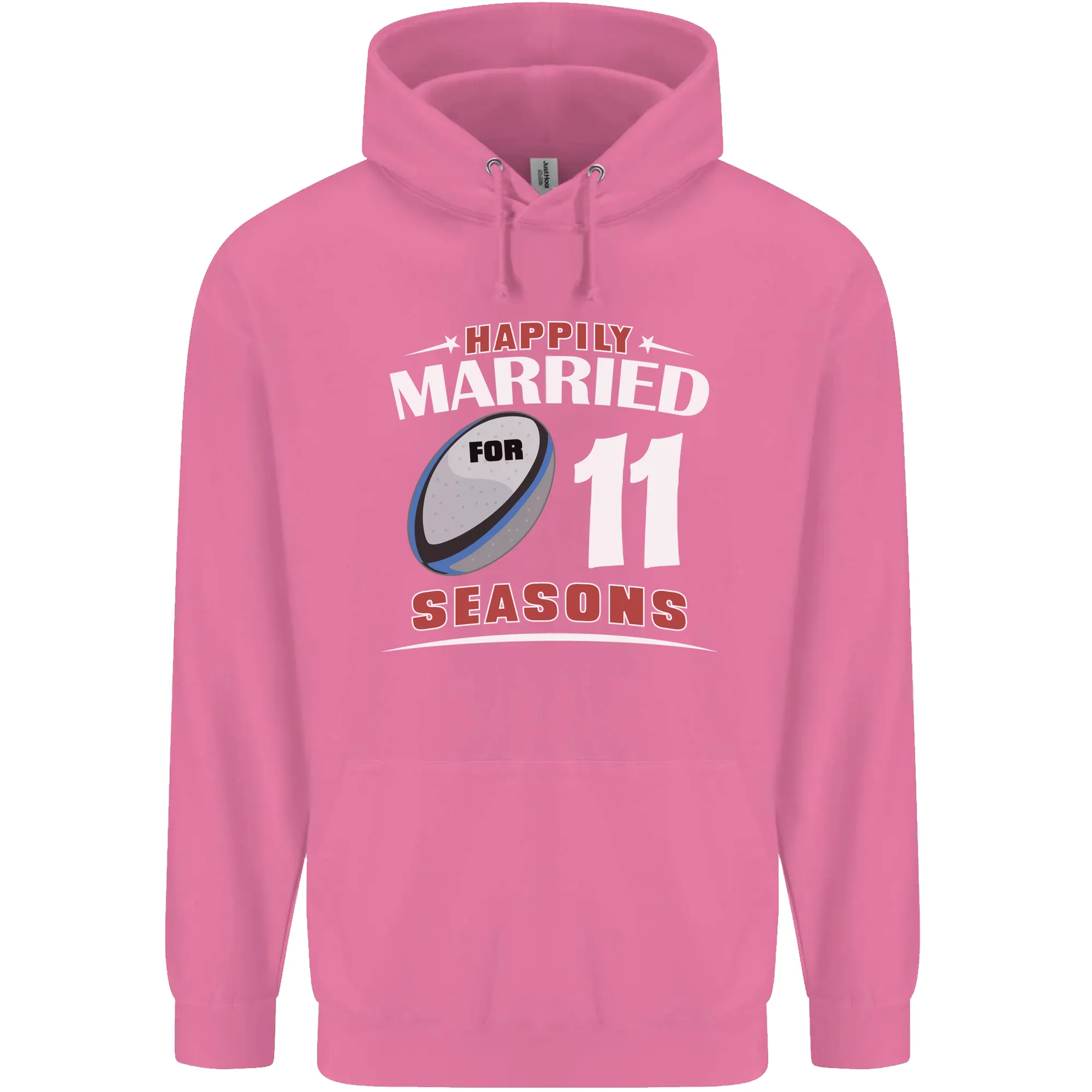 11 Year Wedding Anniversary 11th Rugby Mens 80% Cotton Hoodie