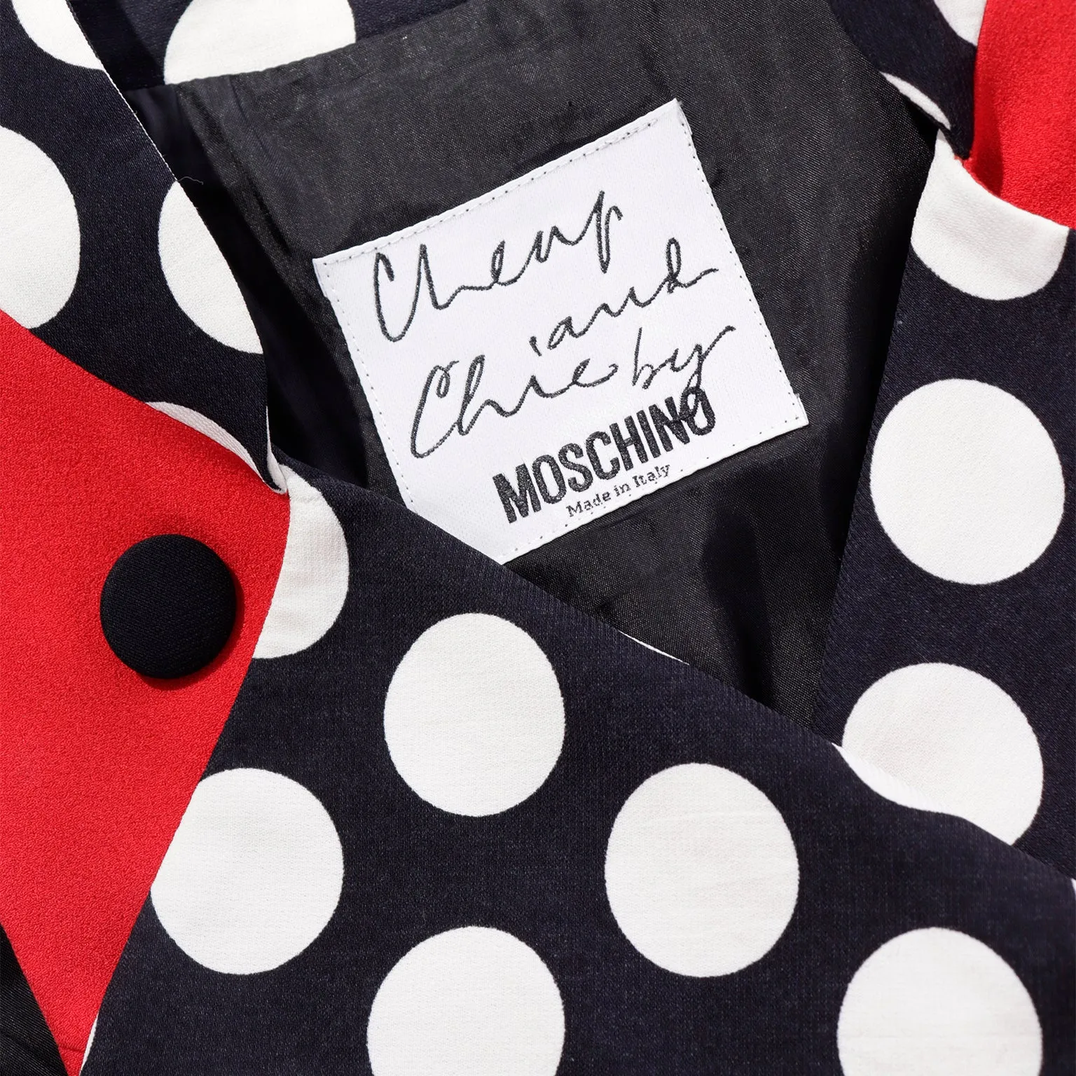 1990s Franco Moschino Red Vest w Black & White Polka Dots