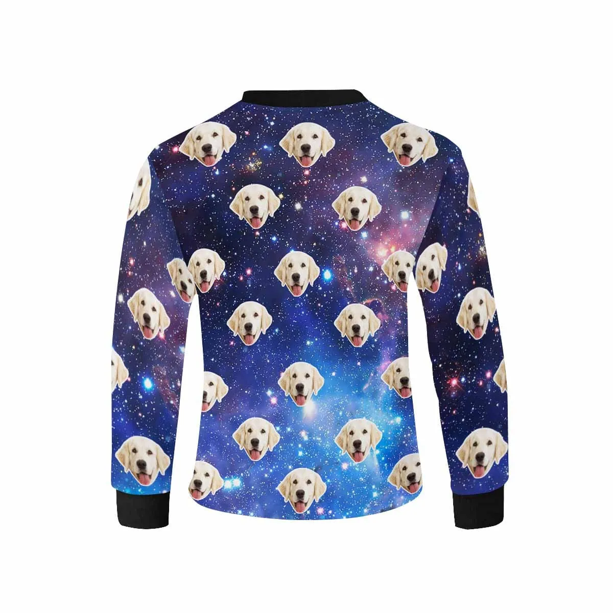 #7-16Y Custom Face Galaxy Kids' Rib Cuff Long Sleeve T-shirt