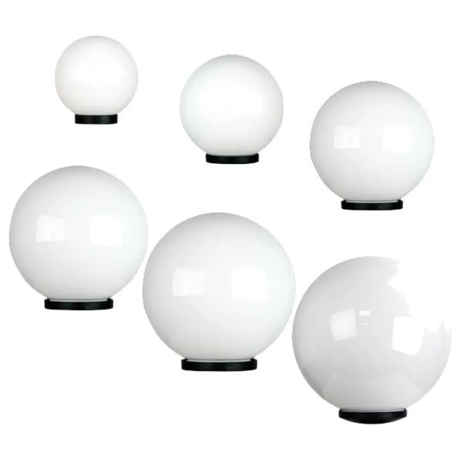 Acrylic Post Top Sphere Light Opal Finish in 6 Sizes 200mm-500mm