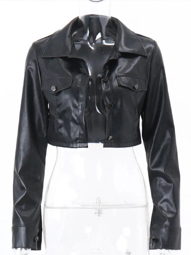 Ava Vintage PU Leather Short Jacket For Women