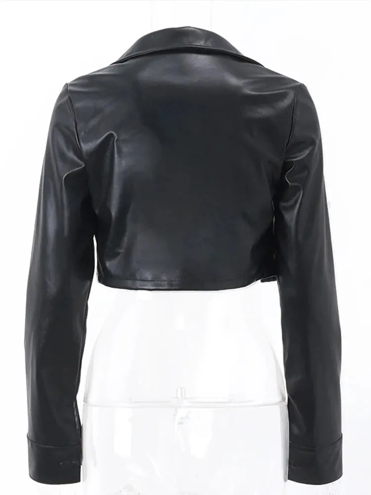 Ava Vintage PU Leather Short Jacket For Women