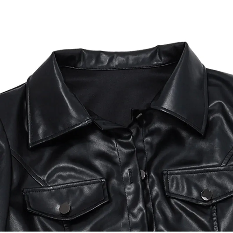 Ava Vintage PU Leather Short Jacket For Women