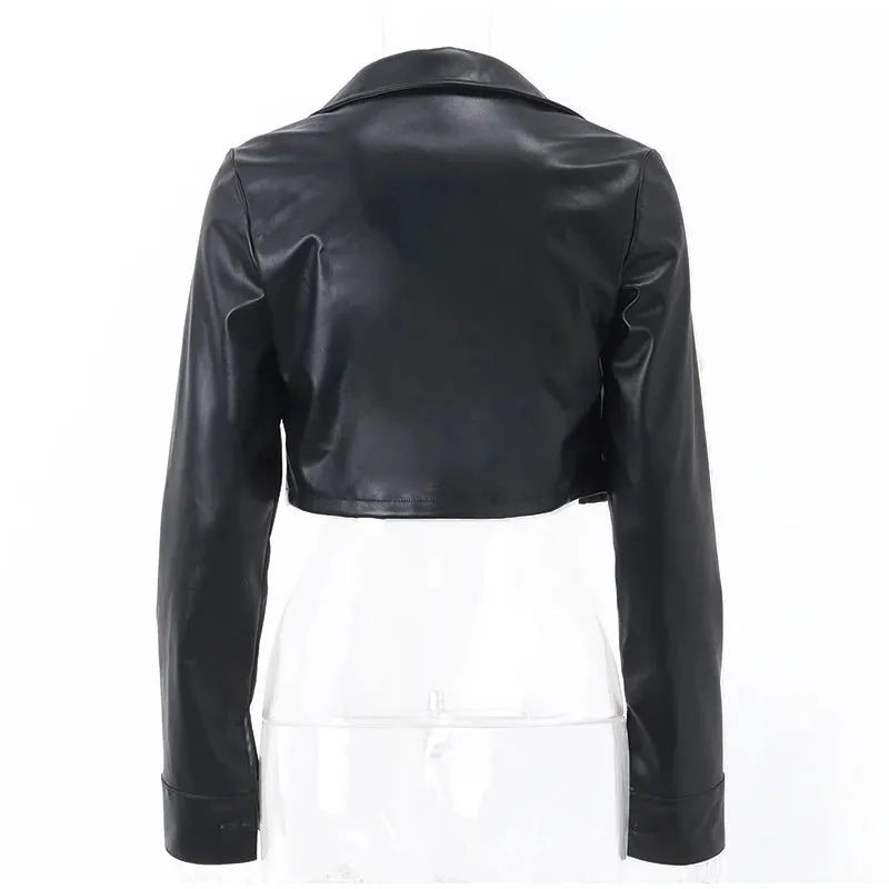 Ava Vintage PU Leather Short Jacket For Women