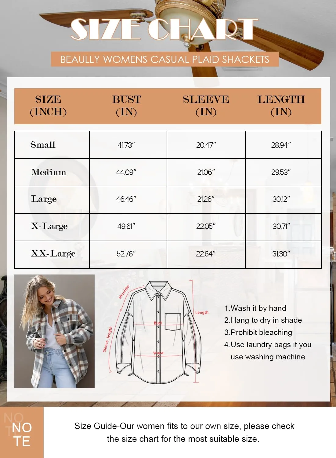 Beaully Women's Brushed Plaid Shirts Long Sleeve Flannel Lapel Button Down Pocketed Shacket Jacket Coats 6017 Khaki XX-Large