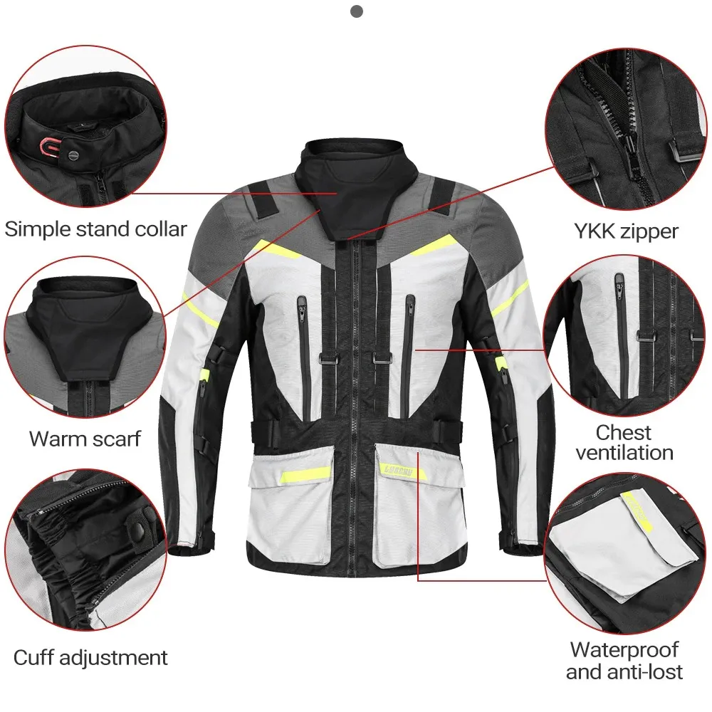 Biker Waterproof Jacket for Men / Motorcycle Cold-Proof Pants / Protective Moto-Suit