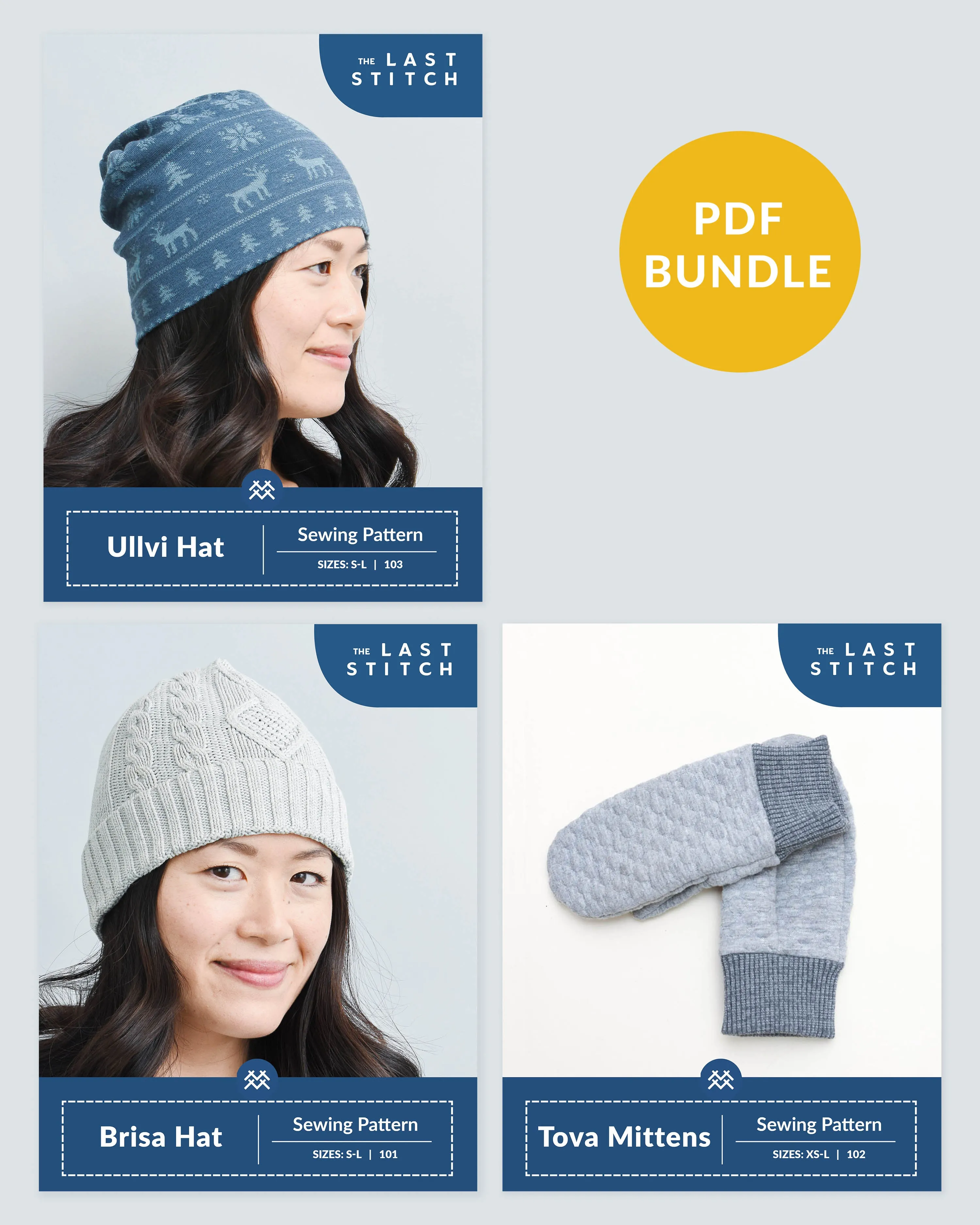 Brisa Beanie, Ullvi Hat   Tova Mittens - PDF Sewing Pattern Bundle