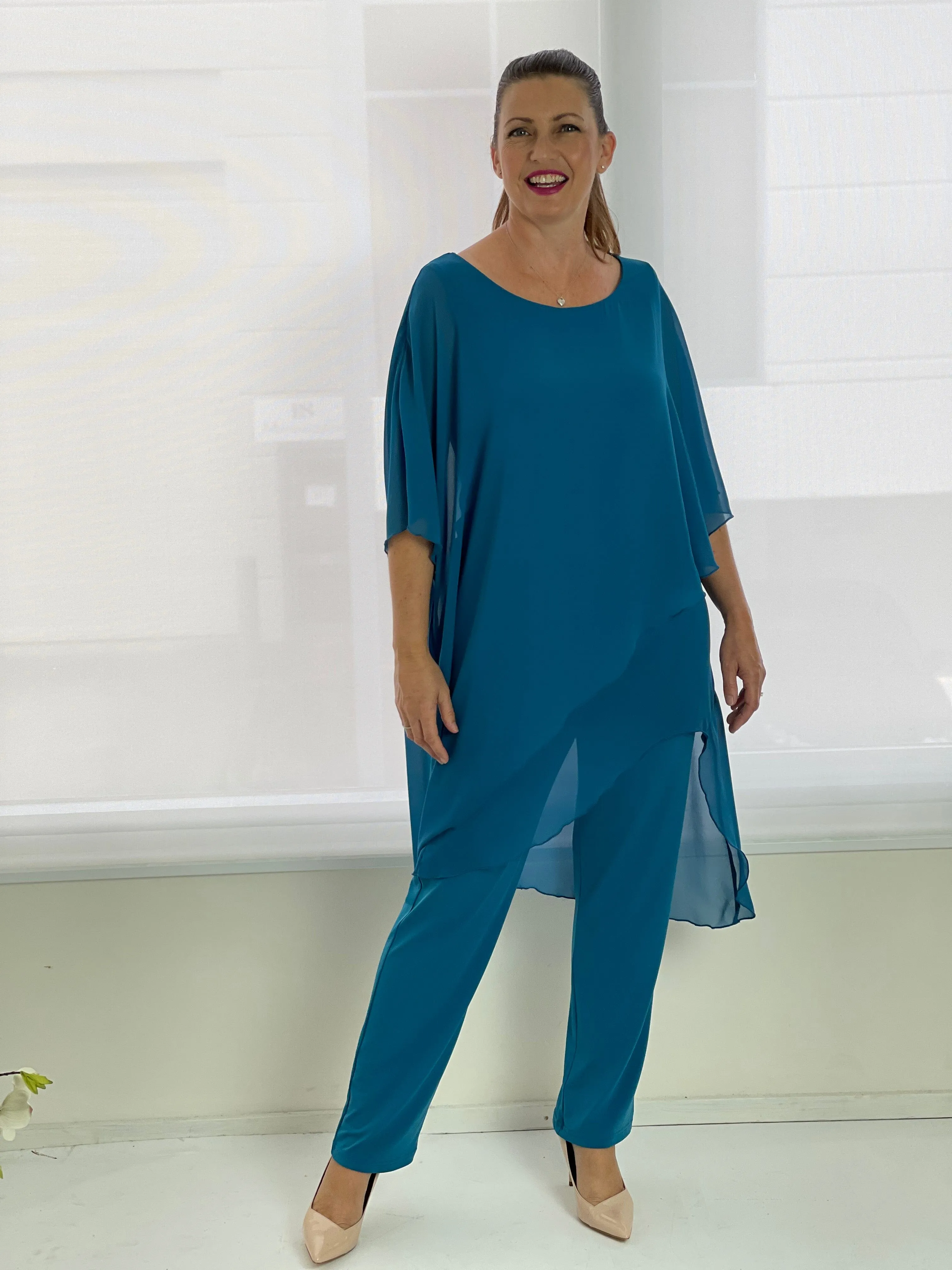 Cara Teal Elegant Jumpsuit