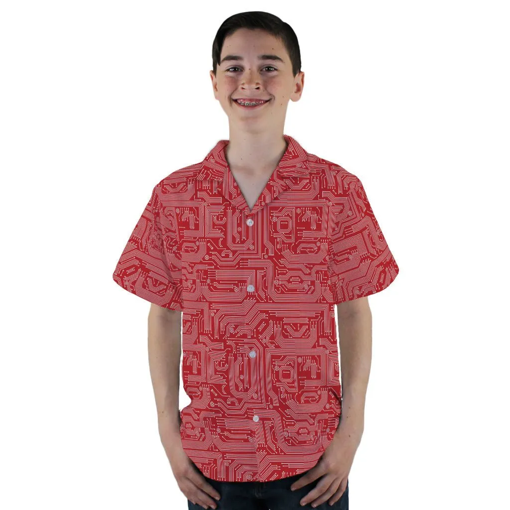 Christmas Red Computer Circuit Board Youth Hawaiian Shirt