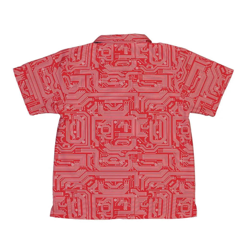 Christmas Red Computer Circuit Board Youth Hawaiian Shirt