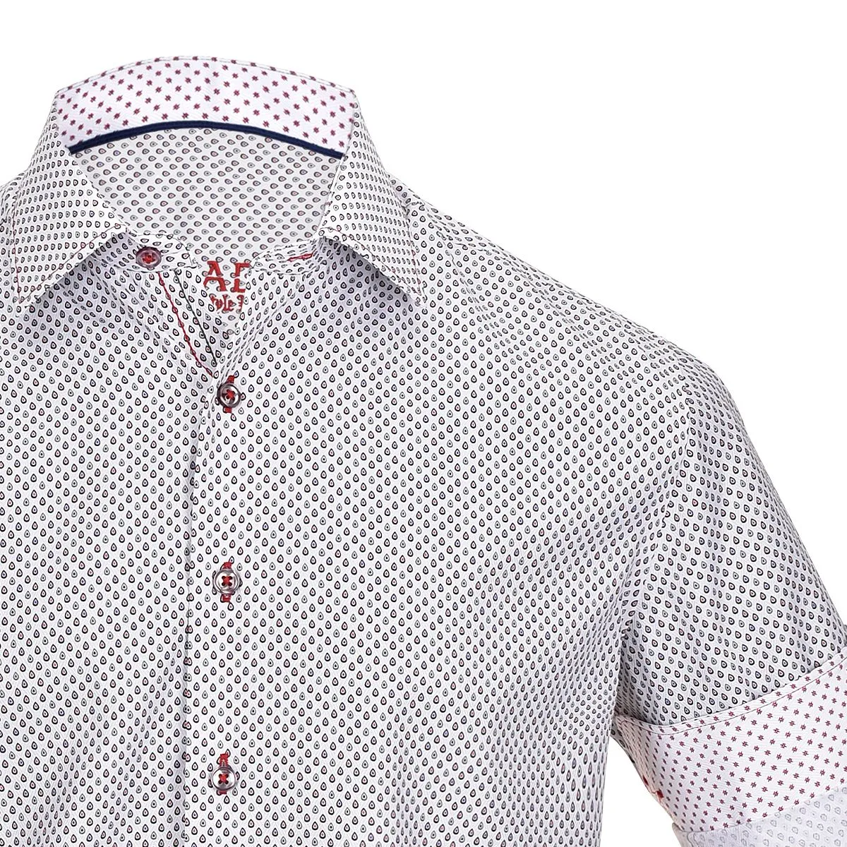 CM0W500 - Cuadra white fashion soft cotton abstract shirt for men