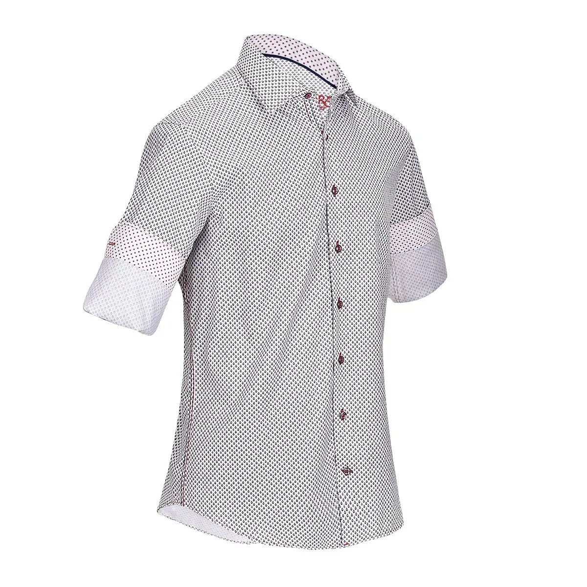 CM0W500 - Cuadra white fashion soft cotton abstract shirt for men