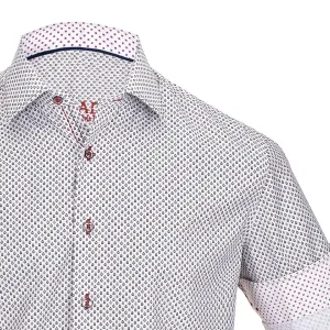 CM0W500 - Cuadra white fashion soft cotton abstract shirt for men