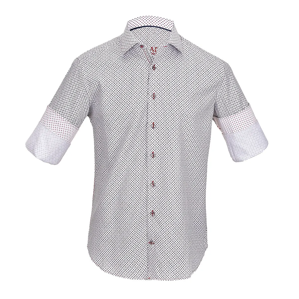 CM0W500 - Cuadra white fashion soft cotton abstract shirt for men