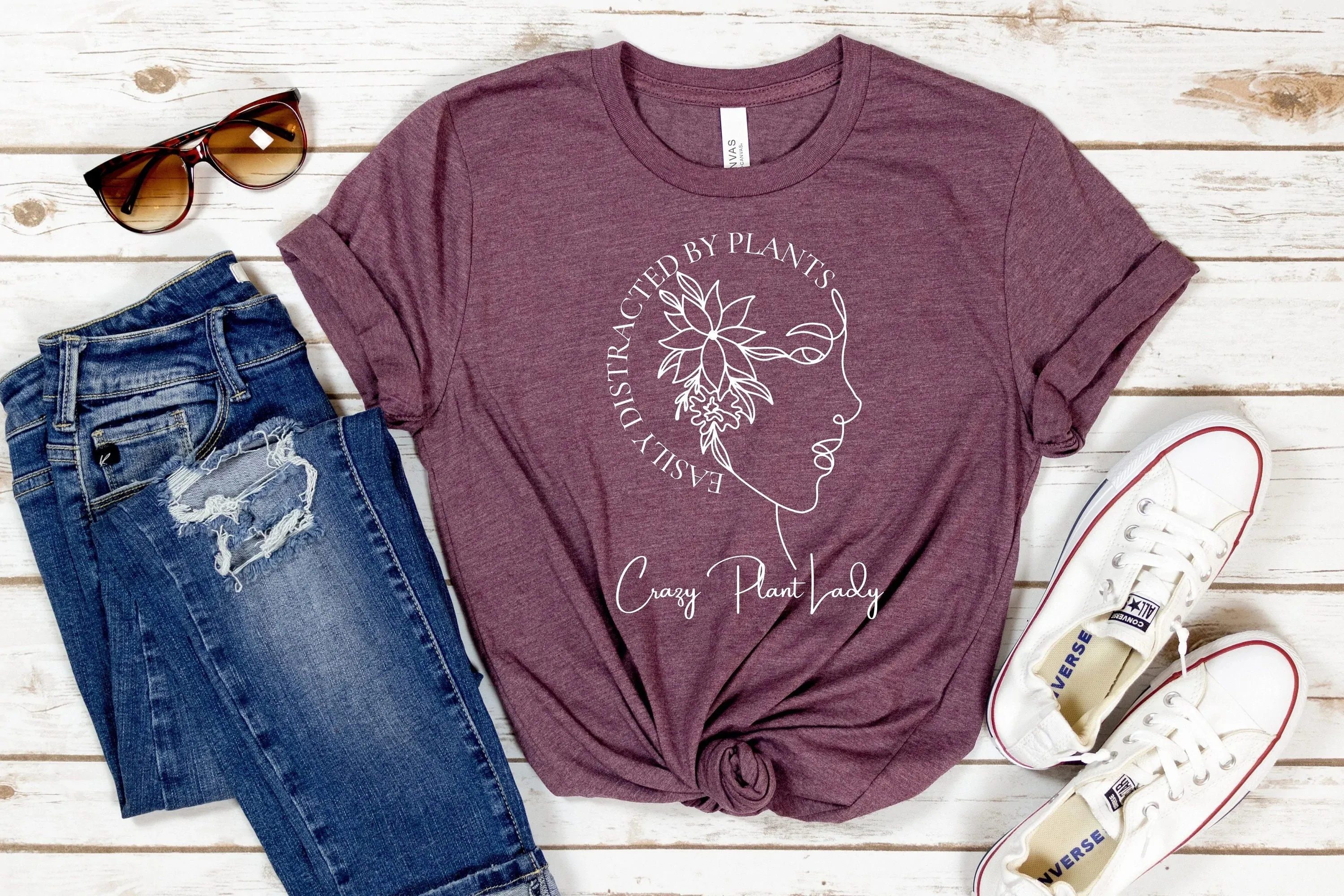 Crazy Plant Lady - Easily Distracted by plants - Plant Mom - Plant Lady Shirt - Plant Mom Gift - Vegan Shirt - Plant Lover Tee - Plant Based