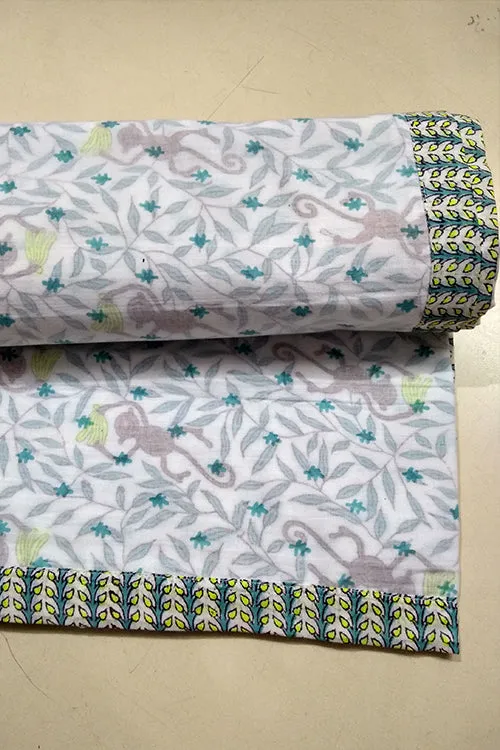 Earthen Nest Hand Block Printed Cotton Kids Dohar -Monkey