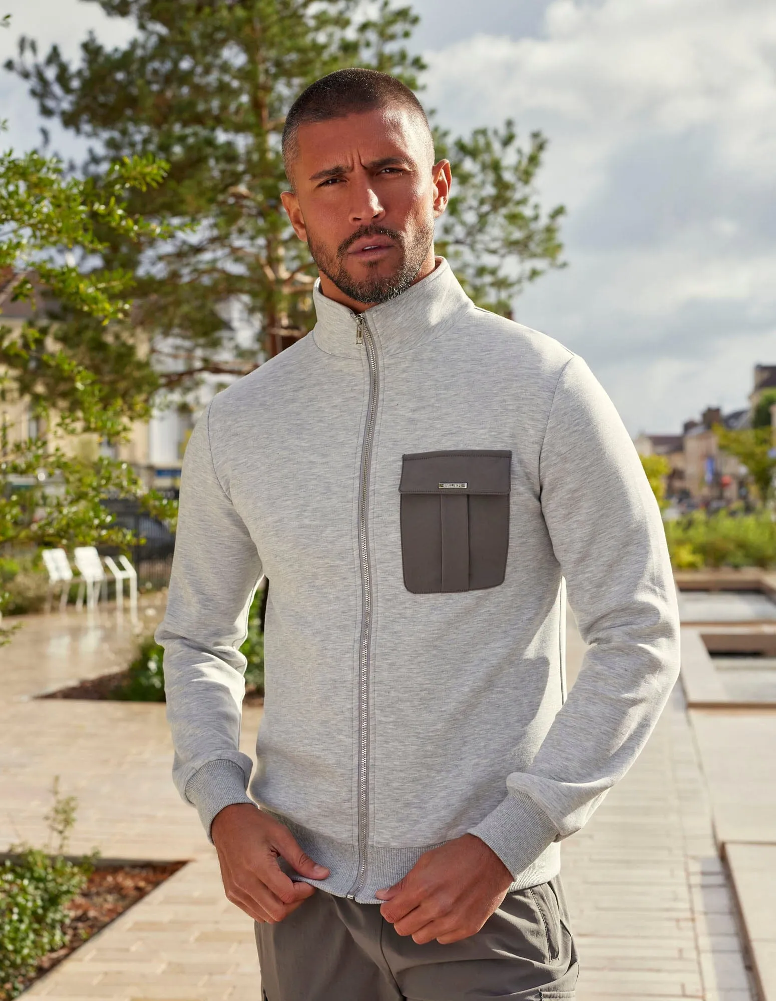 Grey Marl Cargo Pocket Track Jacket