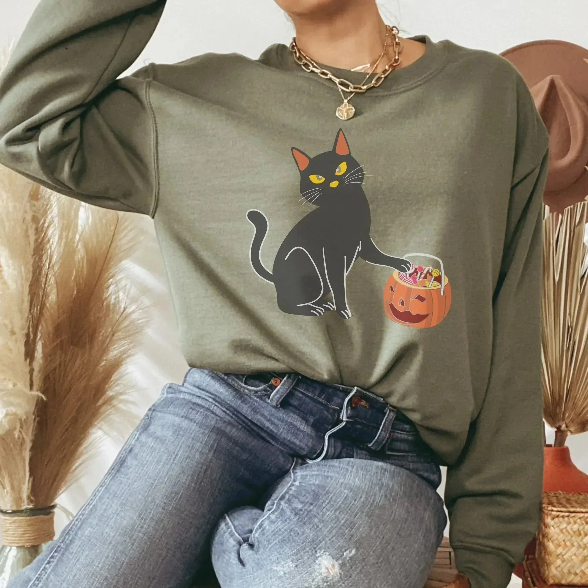 Halloween Cat Shirt, Spooky Cat Sweater, Cute Cat Hoodie, Black Cat themed Gifts, Cad Dad Gift, Cat Mom Sweatshirt, Funny Cat Mom Shirt