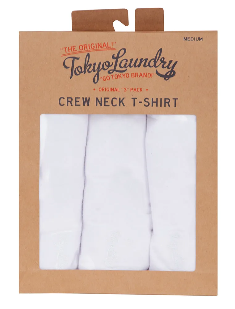 Highwoods (3 Pack) Crew Neck Combed Cotton T-Shirts In Bright White - Tokyo Laundry