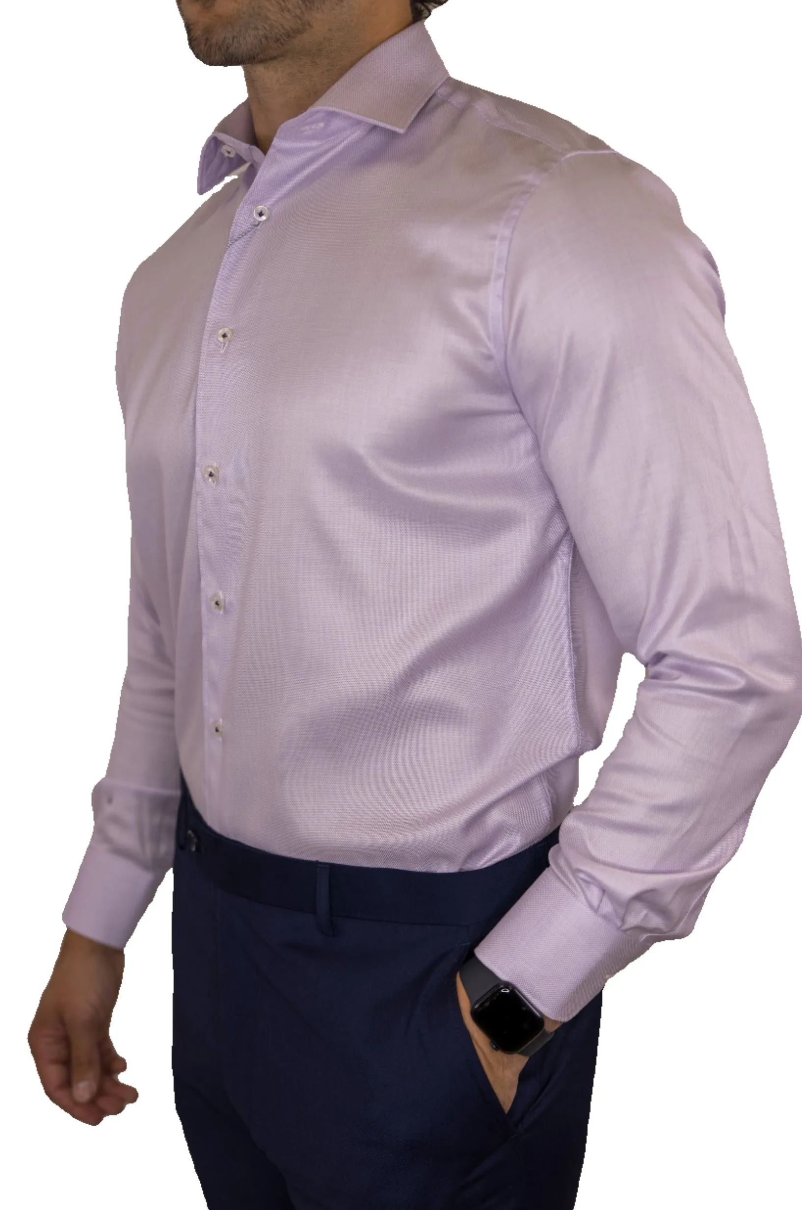 Marcello Lilac Fine Piquet Dress Shirt