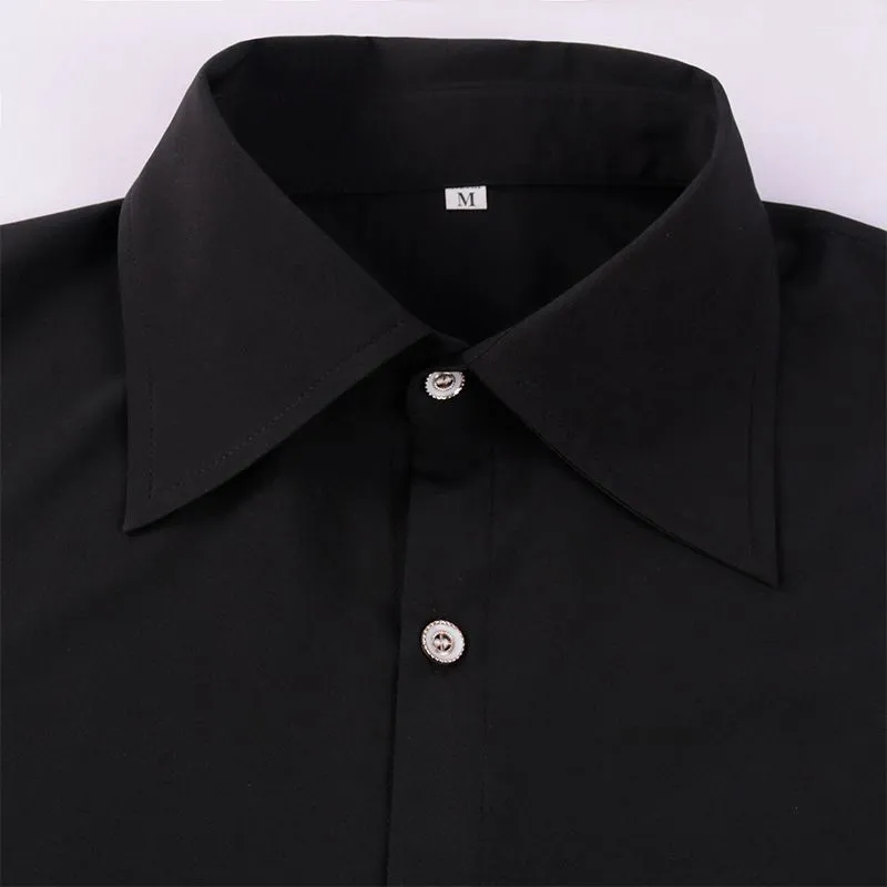 Men's Gothic Ruffle Collar Long-Sleeved Men's Tie Shirt Pleated Cuffs Shirts