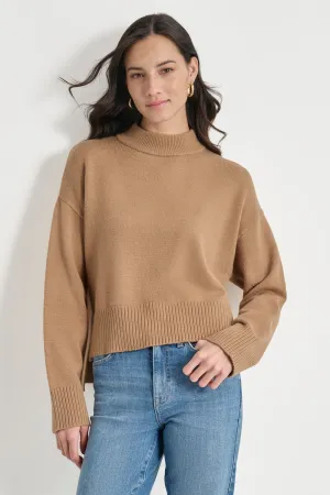 MOCK NECK HIGH LOW SWEATER