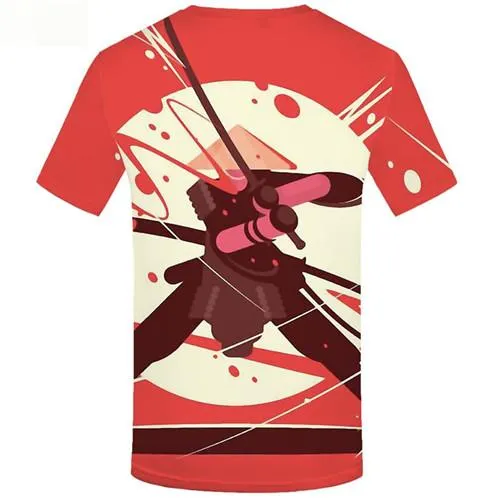 Ninja T shirts Men War Tshirts Cool Moon Shirt Print Red T-shirts 3d Cartoon T-shirts Graphic Short Sleeve Punk Rock Mens Tee