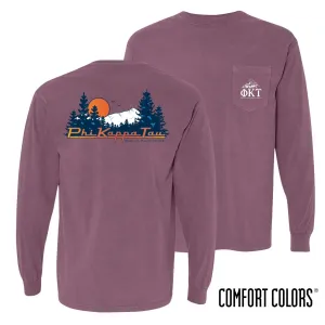 Phi Tau Comfort Colors Berry Retro Wilderness Long Sleeve Pocket Tee