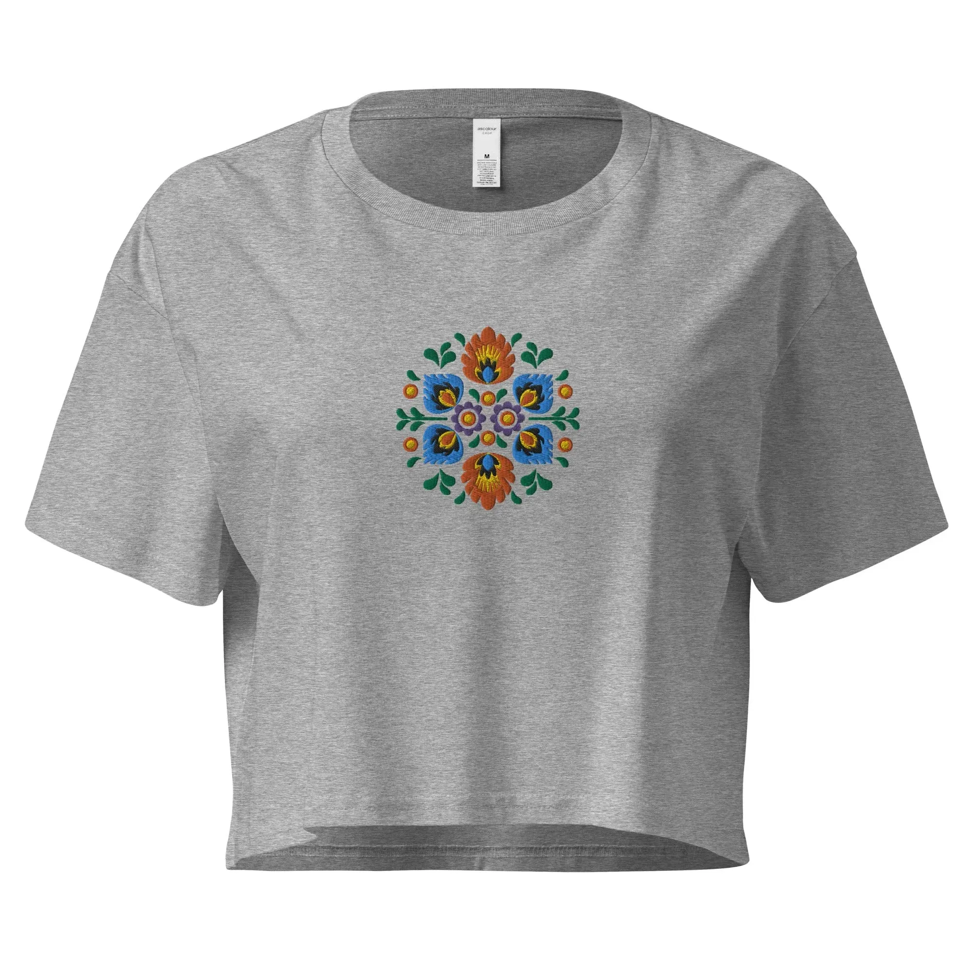 Polish Wycinanki Embroidered Cropped T-Shirt