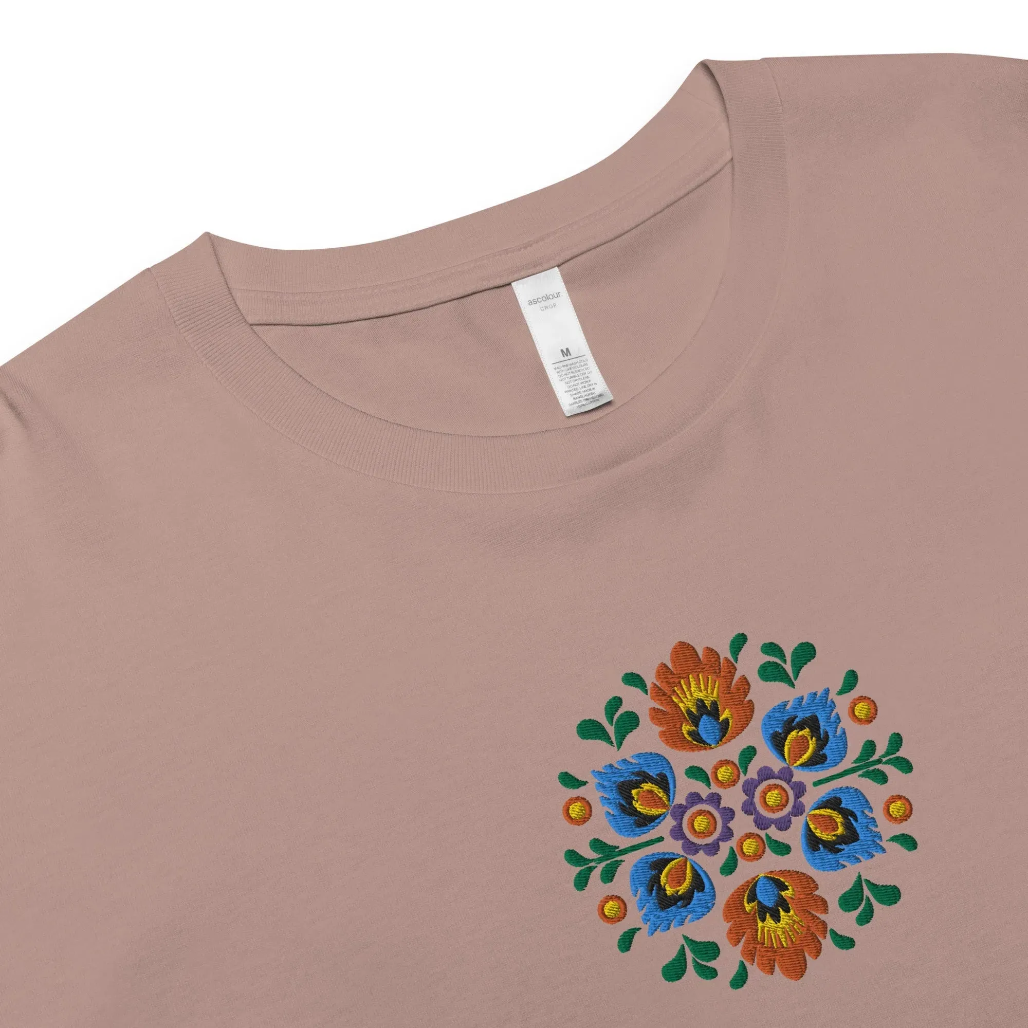 Polish Wycinanki Embroidered Cropped T-Shirt