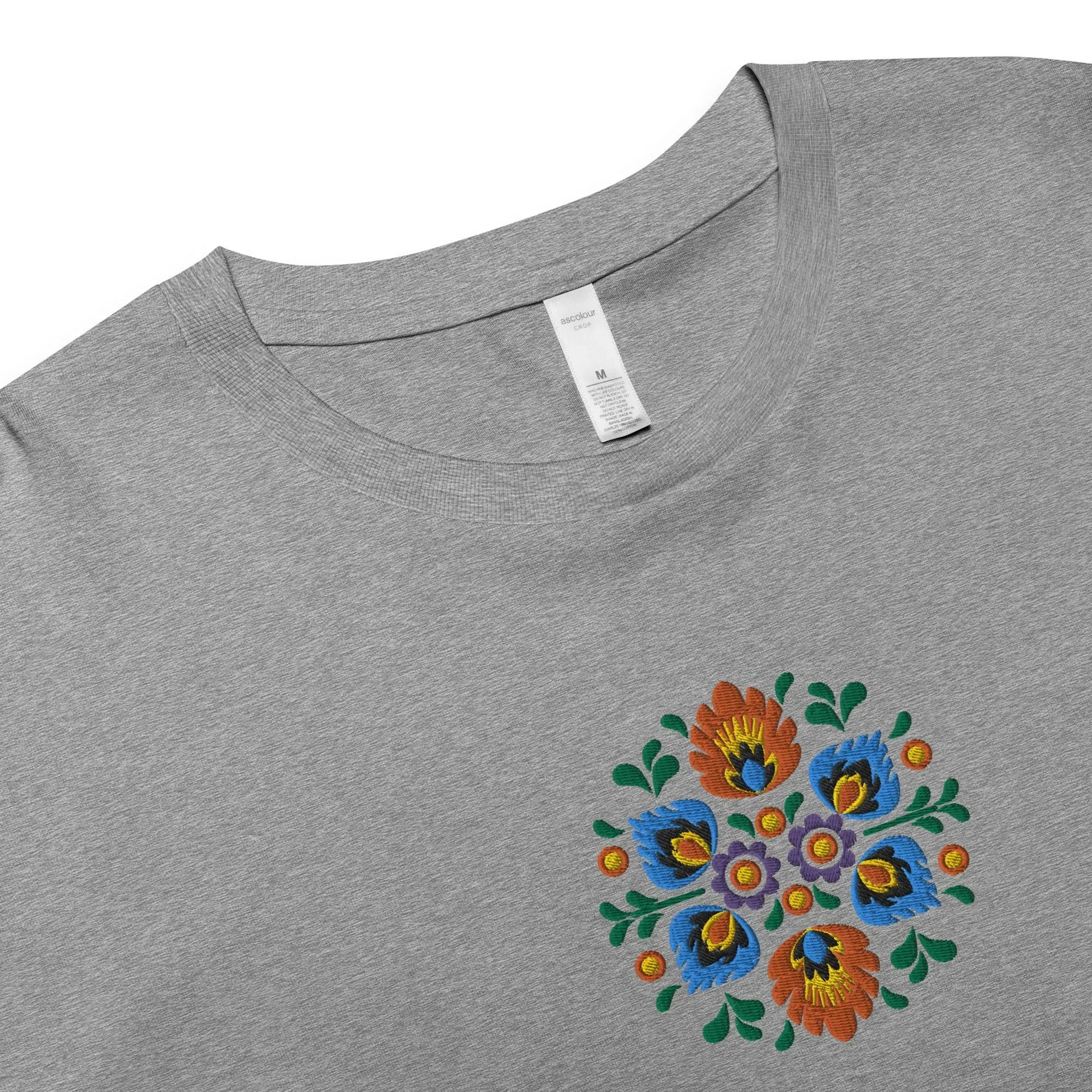 Polish Wycinanki Embroidered Cropped T-Shirt