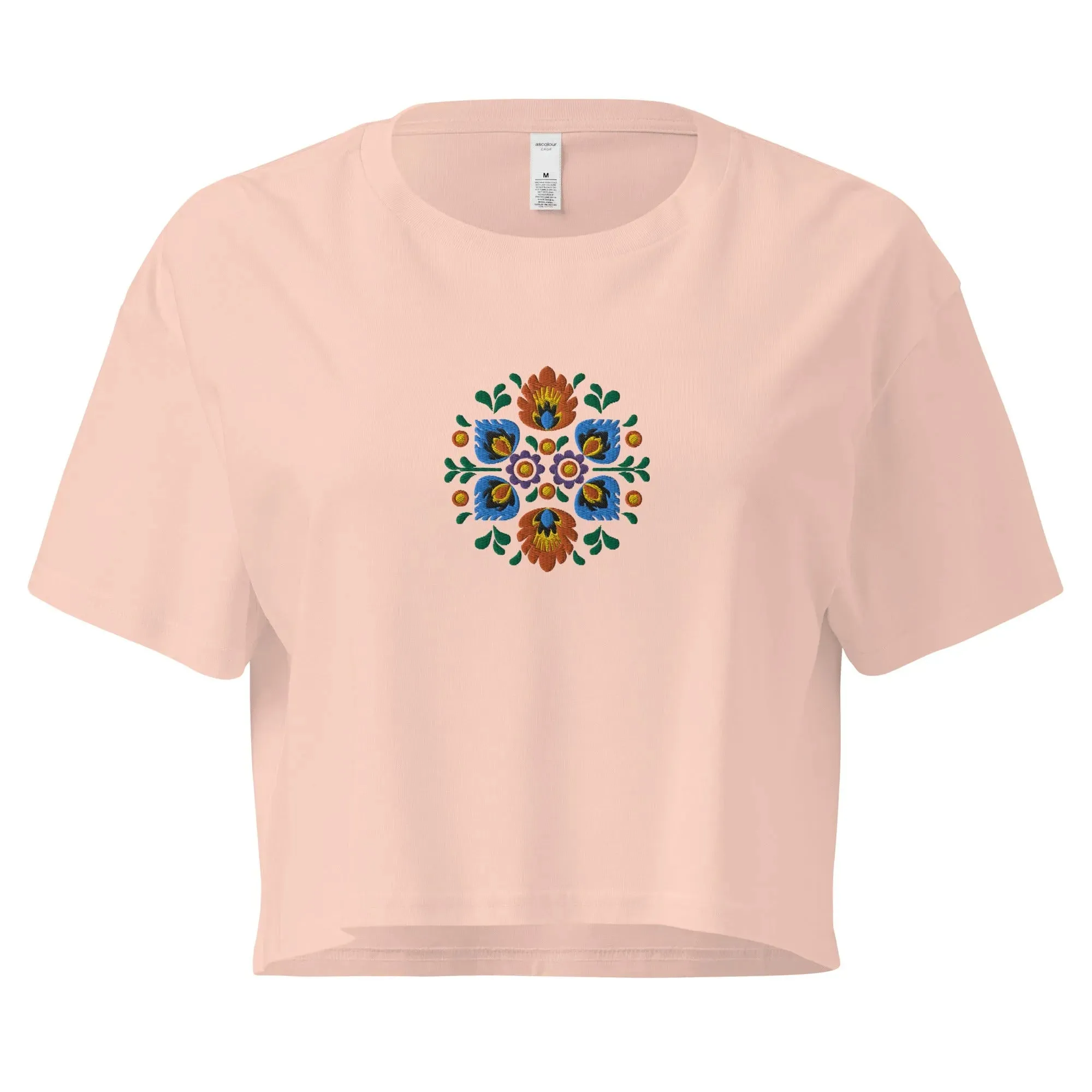 Polish Wycinanki Embroidered Cropped T-Shirt