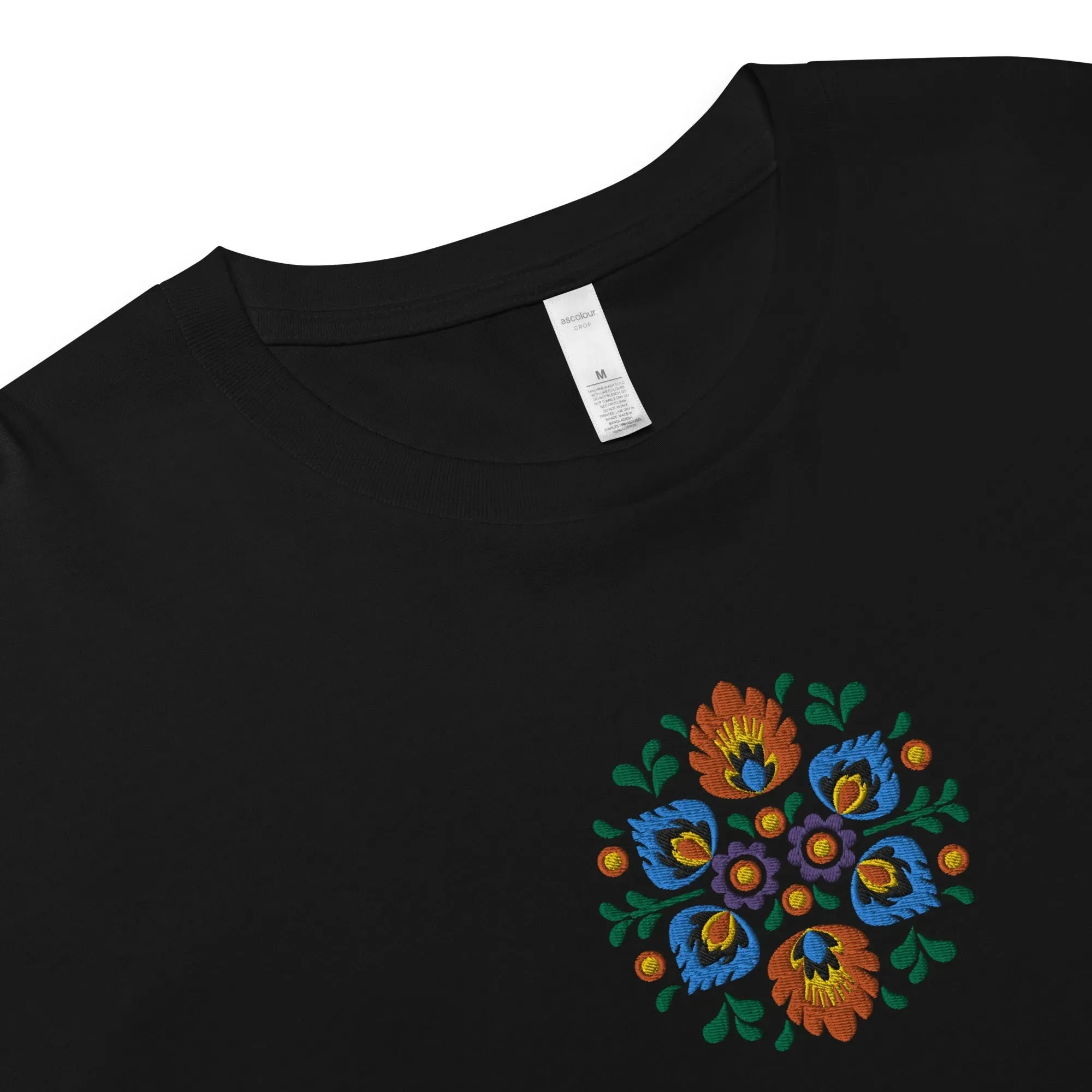 Polish Wycinanki Embroidered Cropped T-Shirt