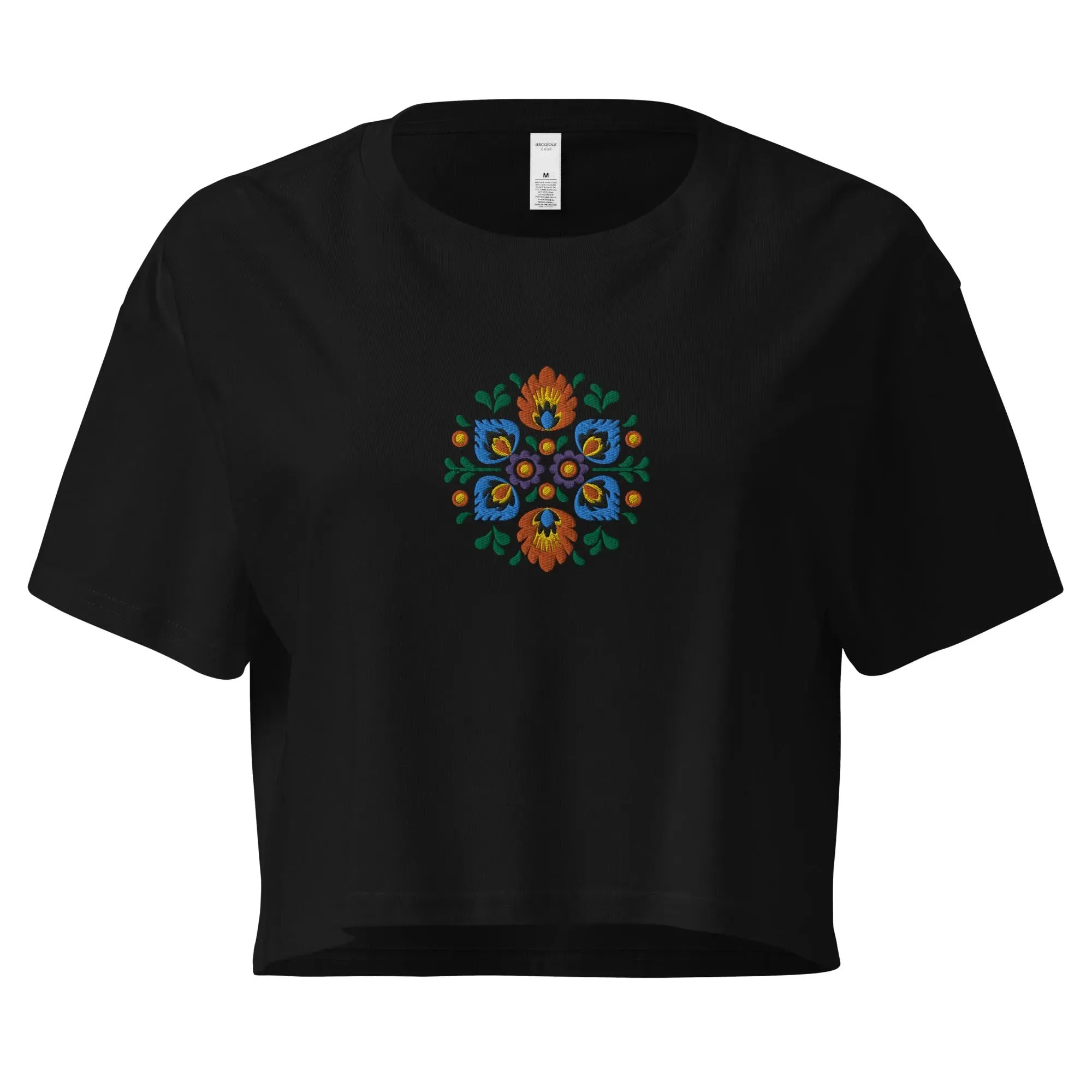 Polish Wycinanki Embroidered Cropped T-Shirt