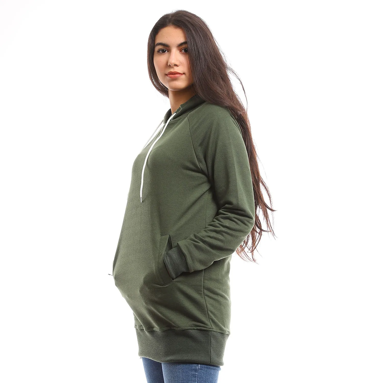 Raglan Long Sleeves Sweatshirt With Hoodie - Kady