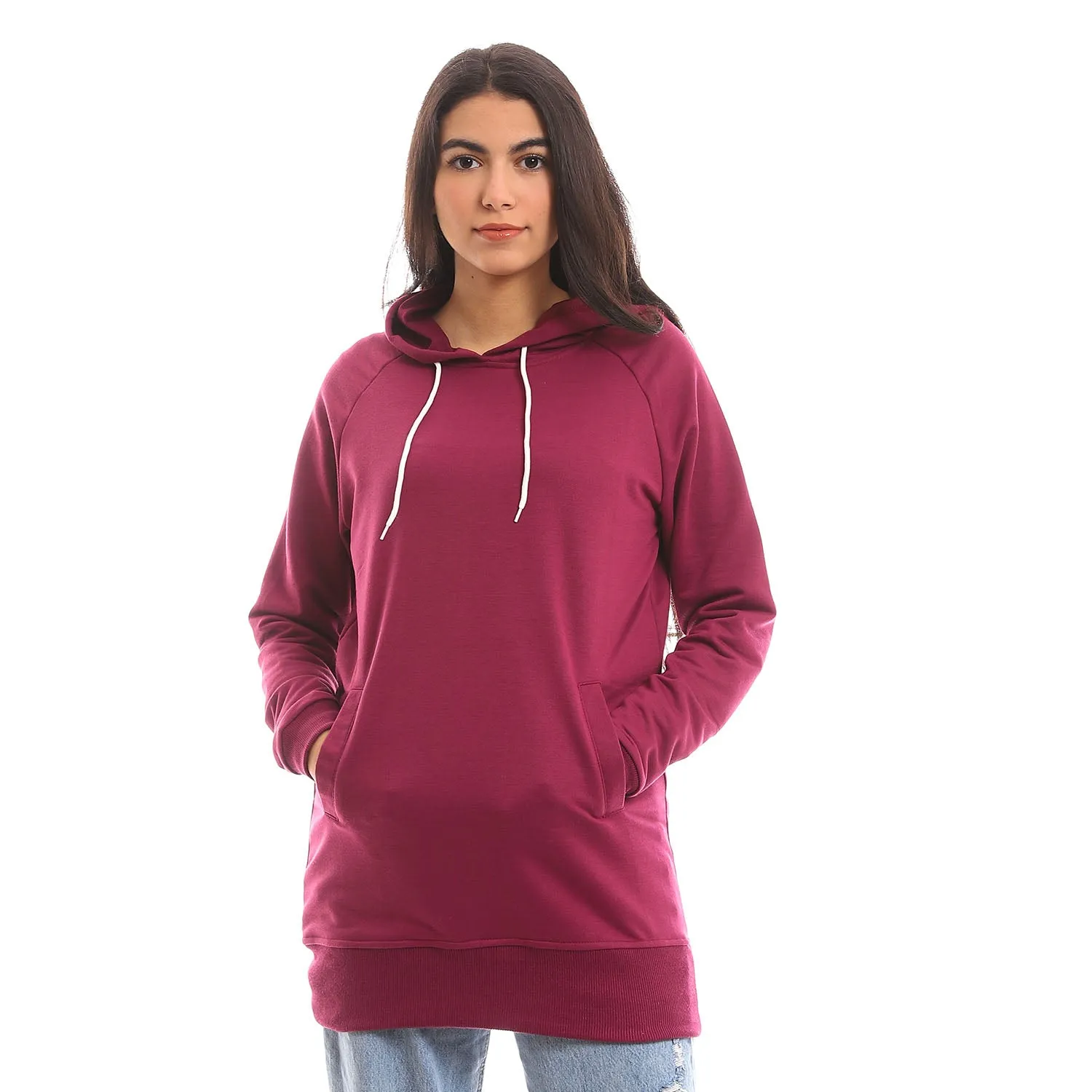 Raglan Long Sleeves Sweatshirt With Hoodie - Kady