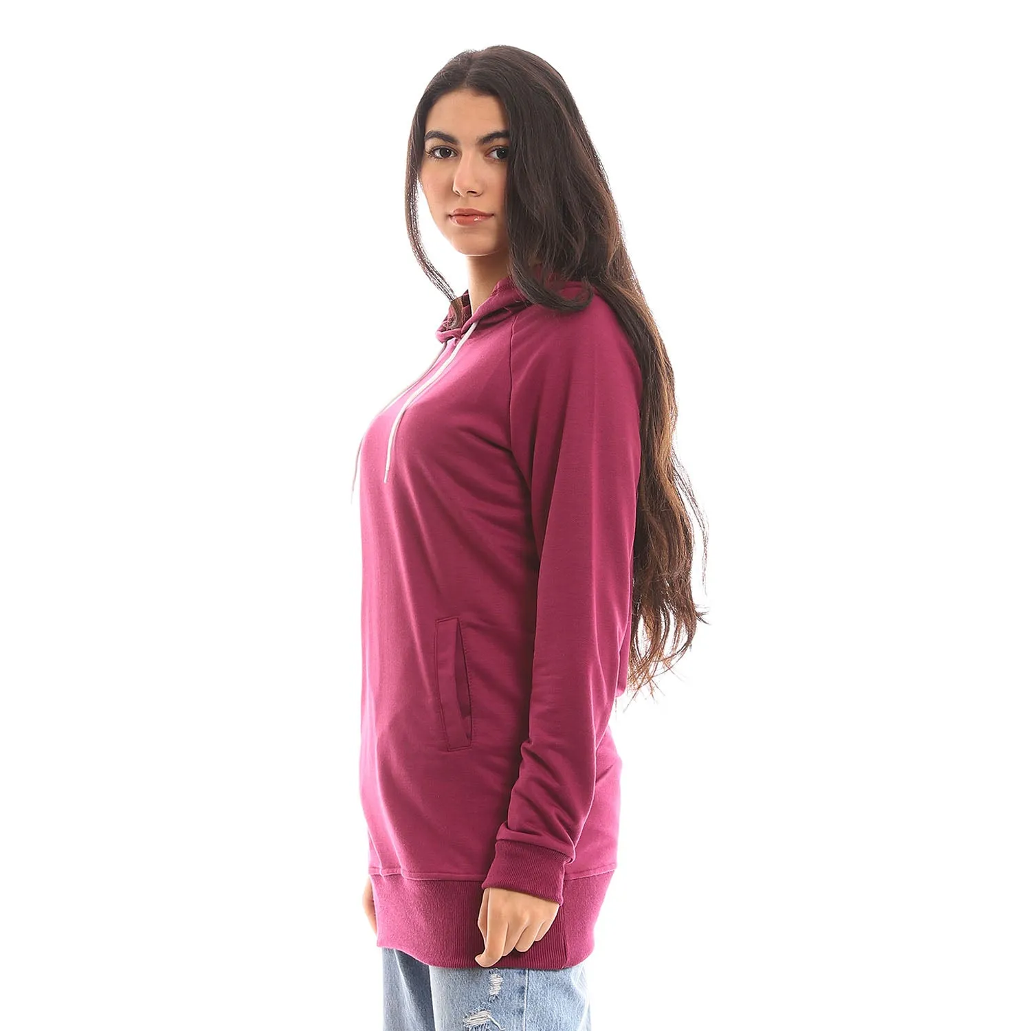 Raglan Long Sleeves Sweatshirt With Hoodie - Kady