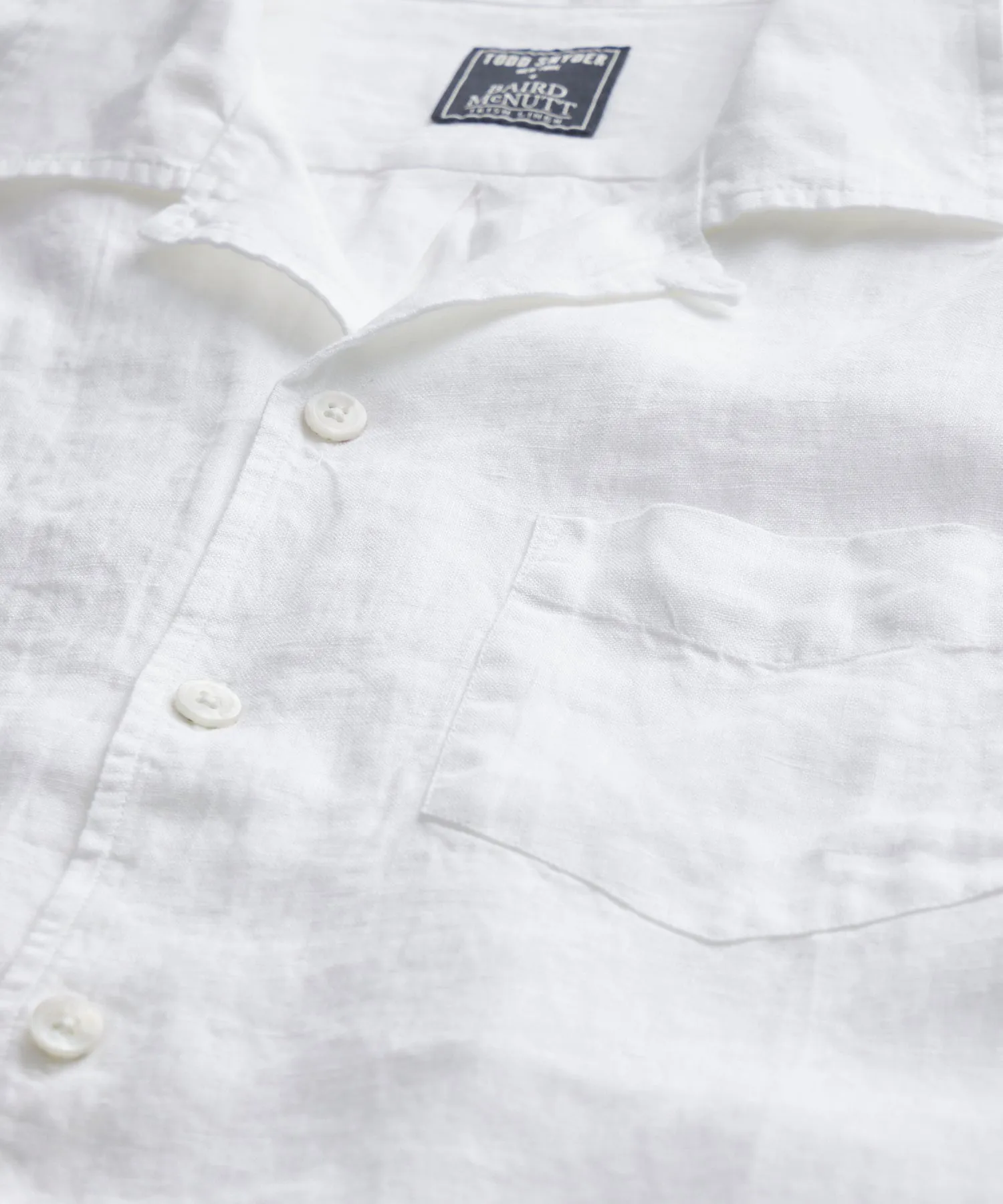 Sea Soft Irish Linen Camp Collar in White