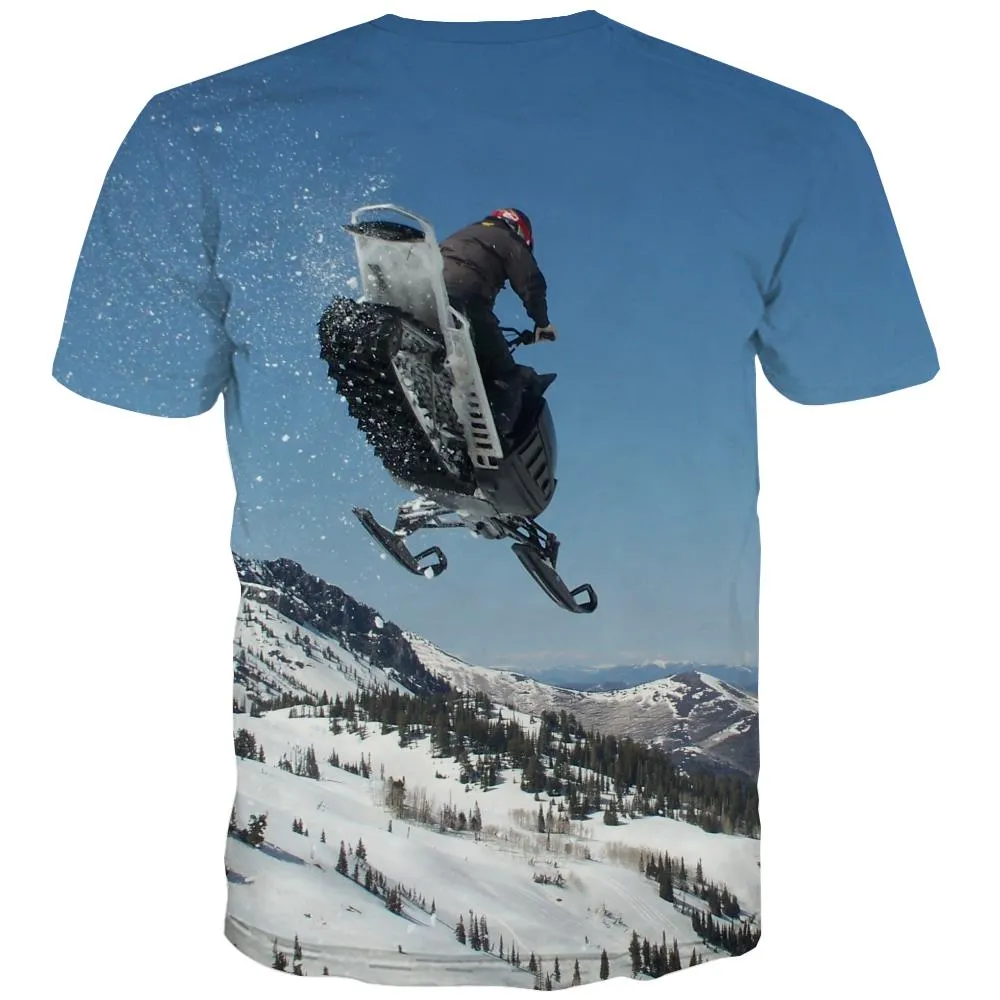 Ski T-shirt Men White T-shirts Graphic Movement T shirts Funny Snowfield Tshirt Printed