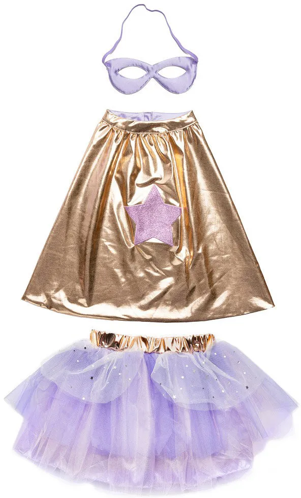 Super Duper Tutu, Cape & Mask - Lilac & Rose Gold Size 4/6