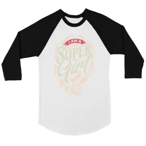 Super Girl Hair Womens Baseball Tee