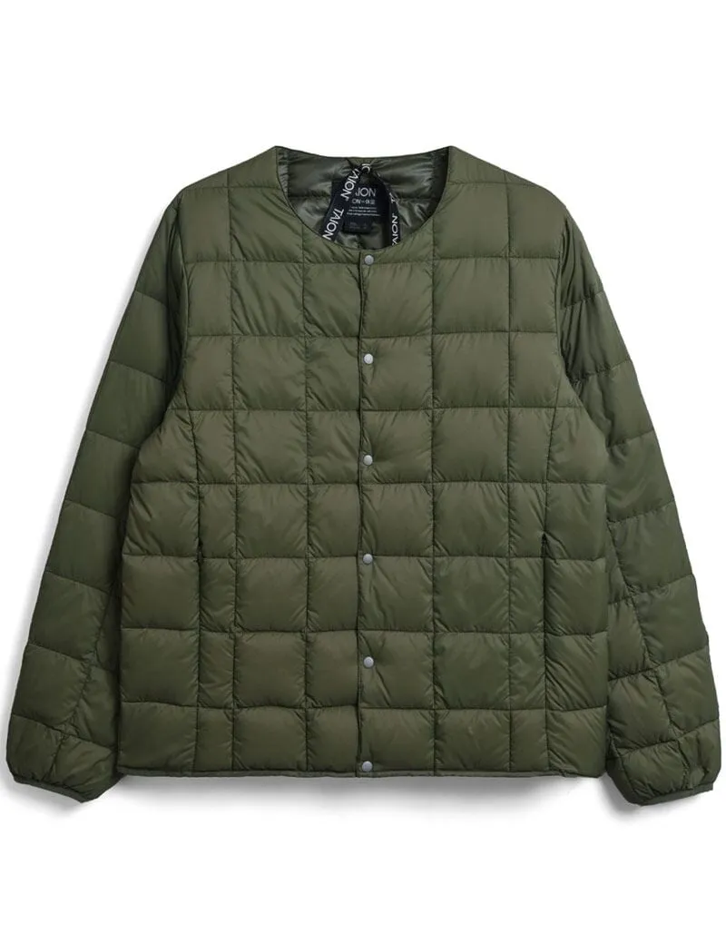 Taion 104 Crew-Neck Button Down Jacket Olive Damen