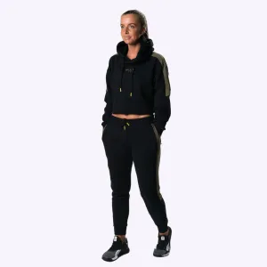 The WOD Life - Women's Wanderer Cropped Hoodie and Pants Set - Black/Khaki