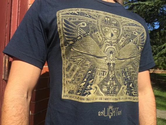 USA Made Organic Cotton And Bamboo Tee Egyptian Hieroglyph Mayan Pyramid Shirt Egyptian Map