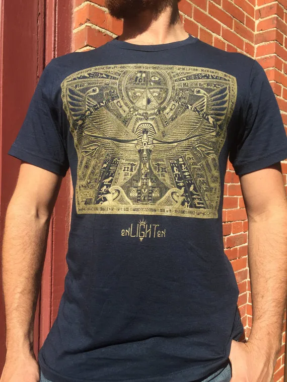 USA Made Organic Cotton And Bamboo Tee Egyptian Hieroglyph Mayan Pyramid Shirt Egyptian Map