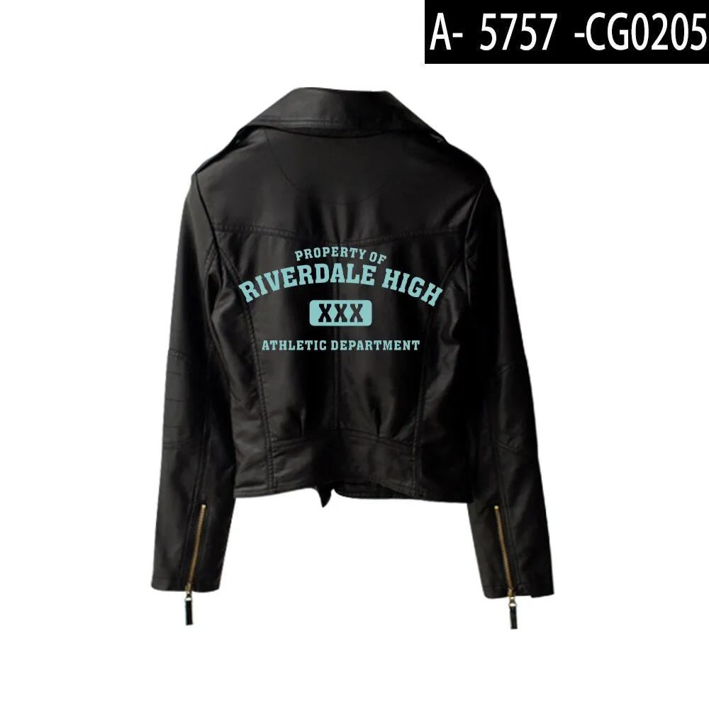 Wenkouban 2023 New Riverdale PU Jackets Printed Southside Riverdale Serpents Jacket Women Riverdale Serpent Streetwear Leather Jacket