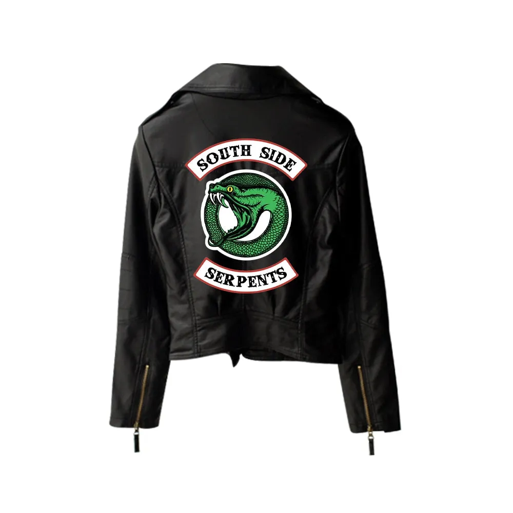 Wenkouban 2023 New Riverdale PU Jackets Printed Southside Riverdale Serpents Jacket Women Riverdale Serpent Streetwear Leather Jacket