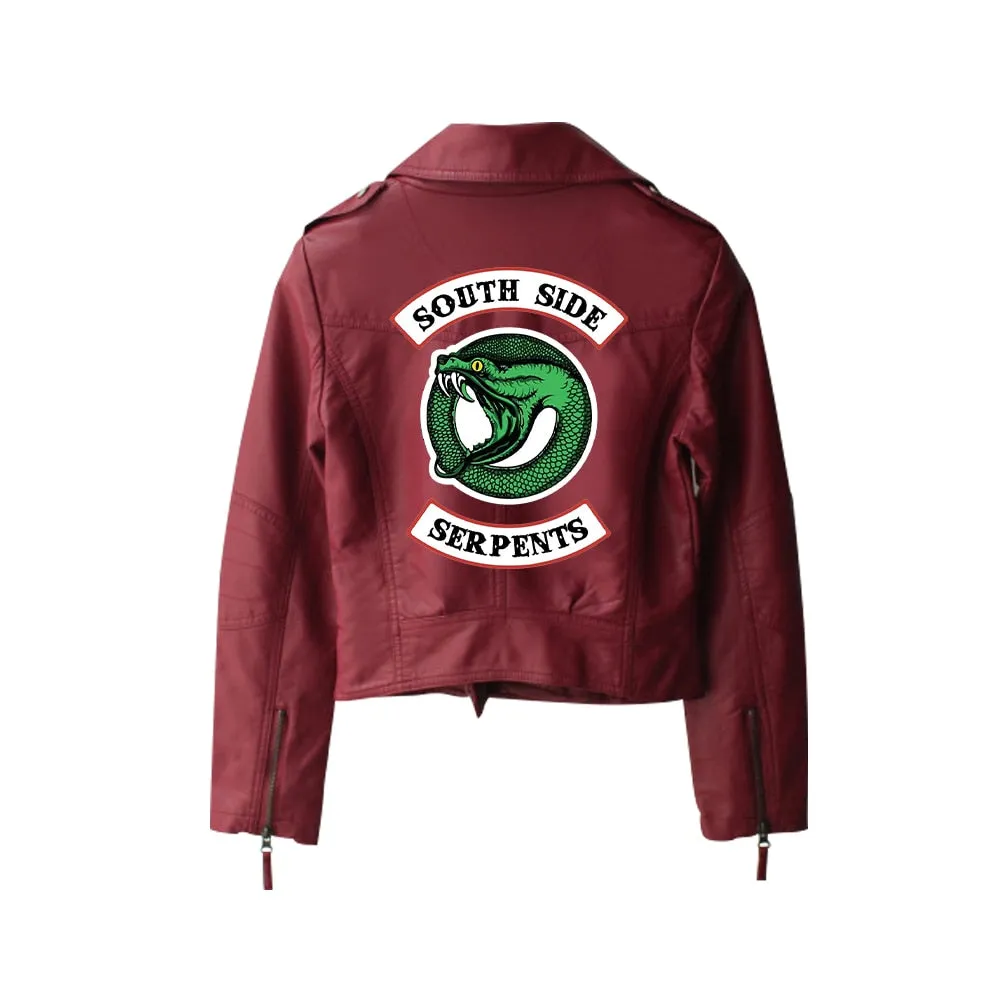 Wenkouban 2023 New Riverdale PU Jackets Printed Southside Riverdale Serpents Jacket Women Riverdale Serpent Streetwear Leather Jacket